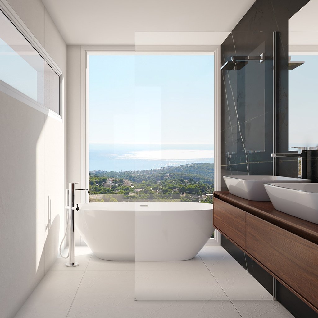 The bathroom of this luxury home in Altea is an oasis of tranquillity and sophistication.