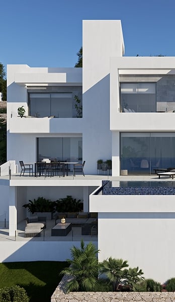 Tiered villas that enhance the sea view