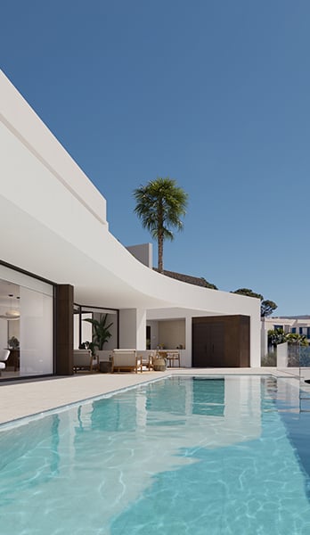 Una piscina infinity que prolonga la vivienda hacia el azul del mar