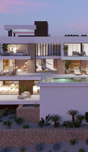 Illumination highlighting the beauty of Villa Ocaso