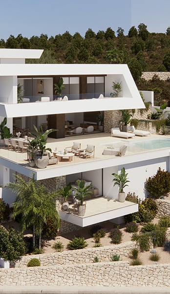 La vivienda se integra en el paisaje con naturalidad y equilibrio
