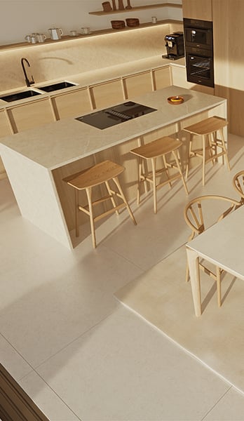 Una cocina donde la calidez de los tonos y la precisión del diseño se encuentran