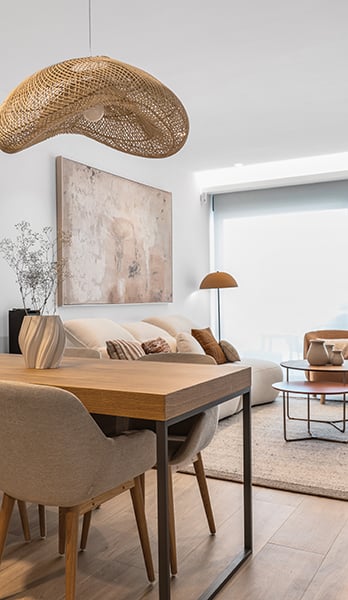 Design table integrated into the living room