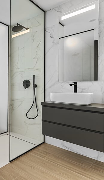 Designer shower in the master bedroom