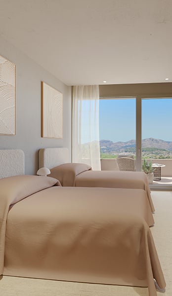 Spacious and bright double bedrooms with impressive valley views