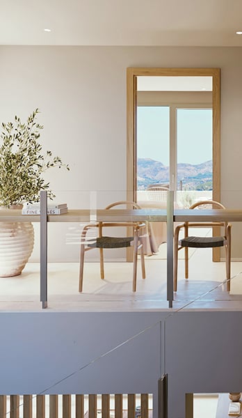 Detail of the Airen staircase with office area at the back