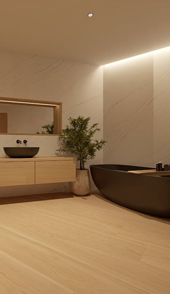 Secondary bathroom with minimalist design