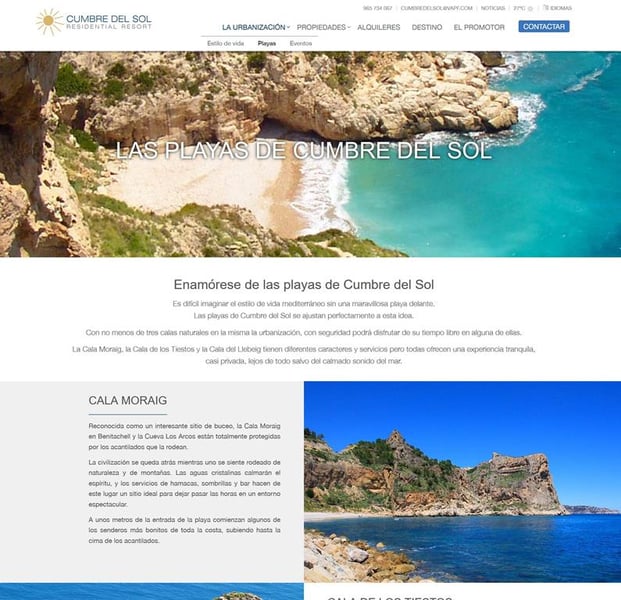 Grupo VAPF launches the new Cumbre del Sol Website