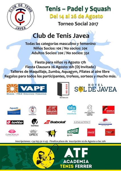 Be part of the Tennis Club Jávea Social Tournament 2017